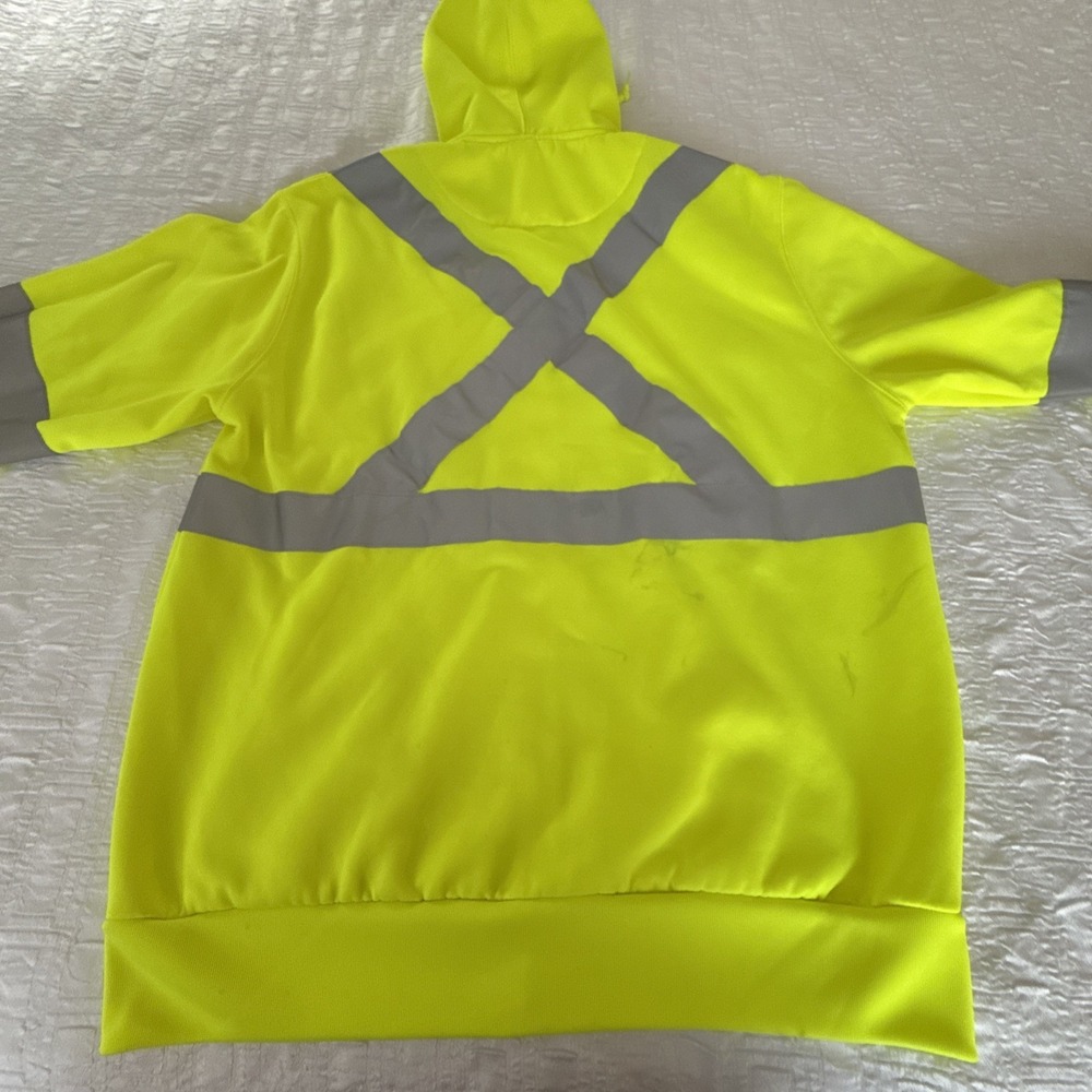 Refrigiwear Mens XL Yellow High-Vis Safety Construction Hoodie - Picture 8 of 11